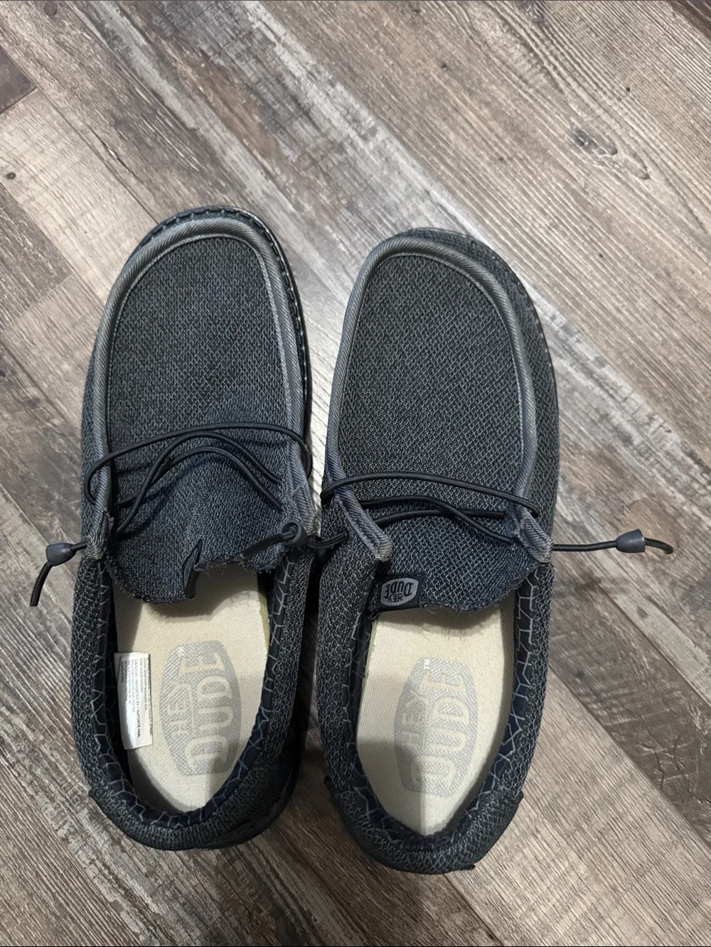 Hey Dude Men's Black Knit Slip-On Loafers